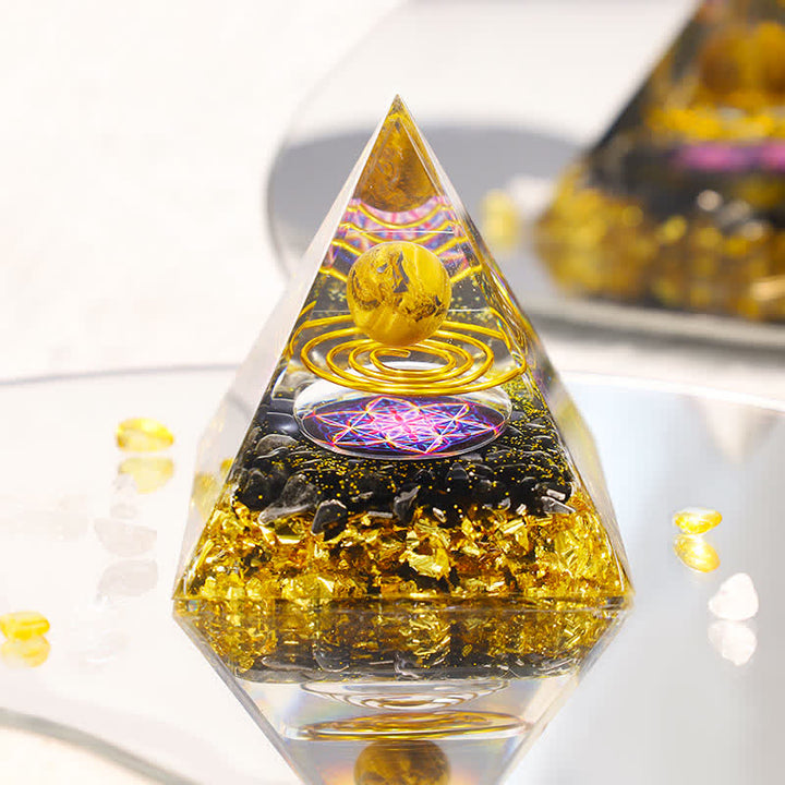 Olivenorma Tiger Eye Sphere Metatron's Cube Orgone Pyramid - 3.14''*3.14(8cm X 8cm) - YES PLEASE $8 - image 0