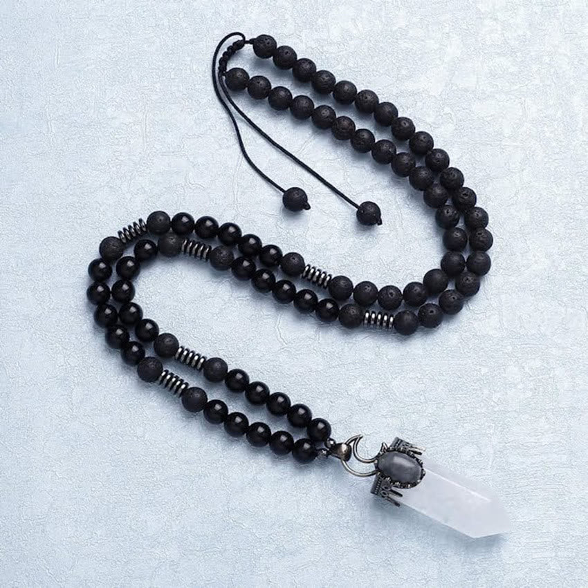 Olivenorma Natural Crystal Hexagon Prism Pendant Mala Necklace - Clear Quartz - image 7