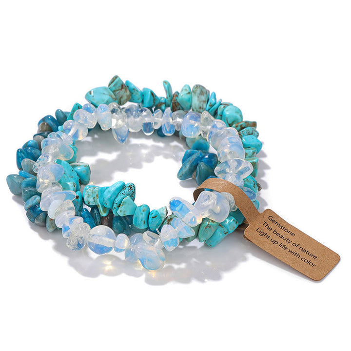 Olivenorma Natural Irregular Crystal Gravel Three Layer Bracelet - image 1