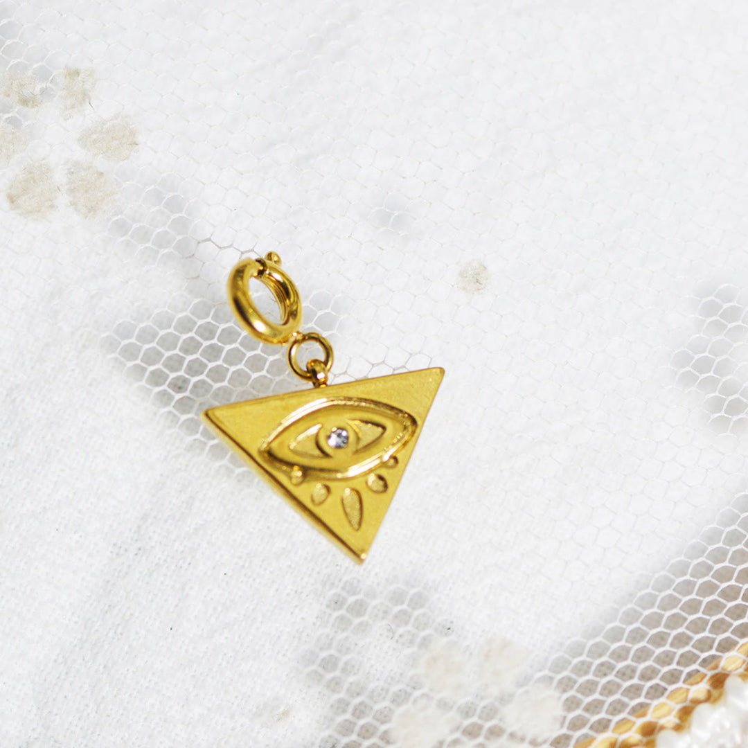 Olivenorma Geometric Round Or Water Drop Crystal Gold Pendant Necklace - Triangle & Evil Eye - Necklace #5 - image 27