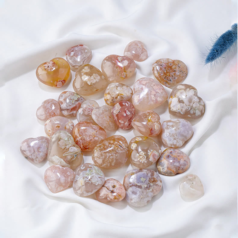 Olivenorma Cherry Blossom Agate Polished Play Stone Crystal Heart - image 3