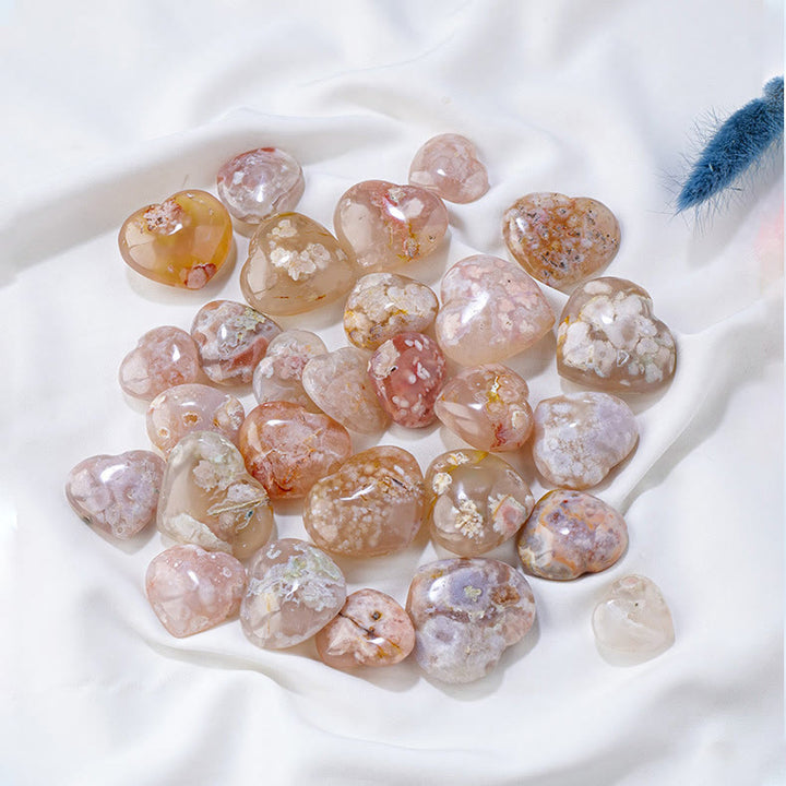Olivenorma Cherry Blossom Agate Polished Play Stone Crystal Heart - image 3