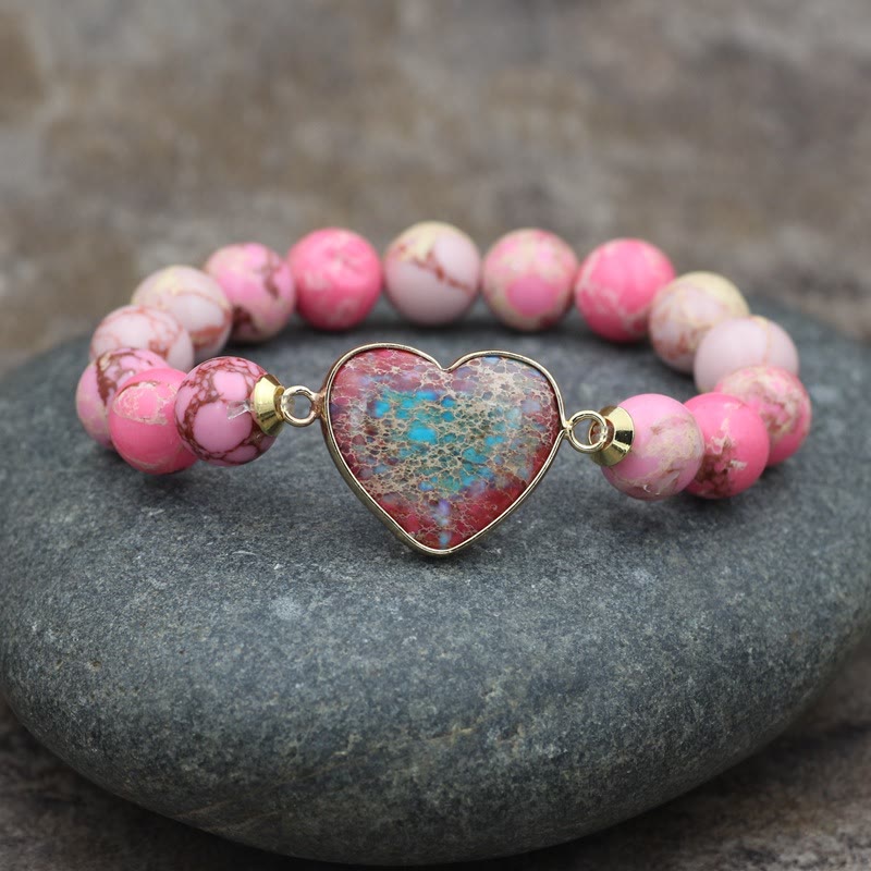 Olivenorma Emperor Stone Woven Beads Handle Braided Bracelet - Pink Emperor Stone - image 11