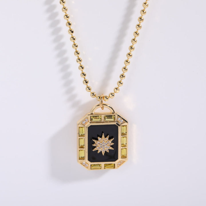 Olivenorma Enamel Rainbow Star Moon Tarot Card Pendant Necklace - Stars - image 2