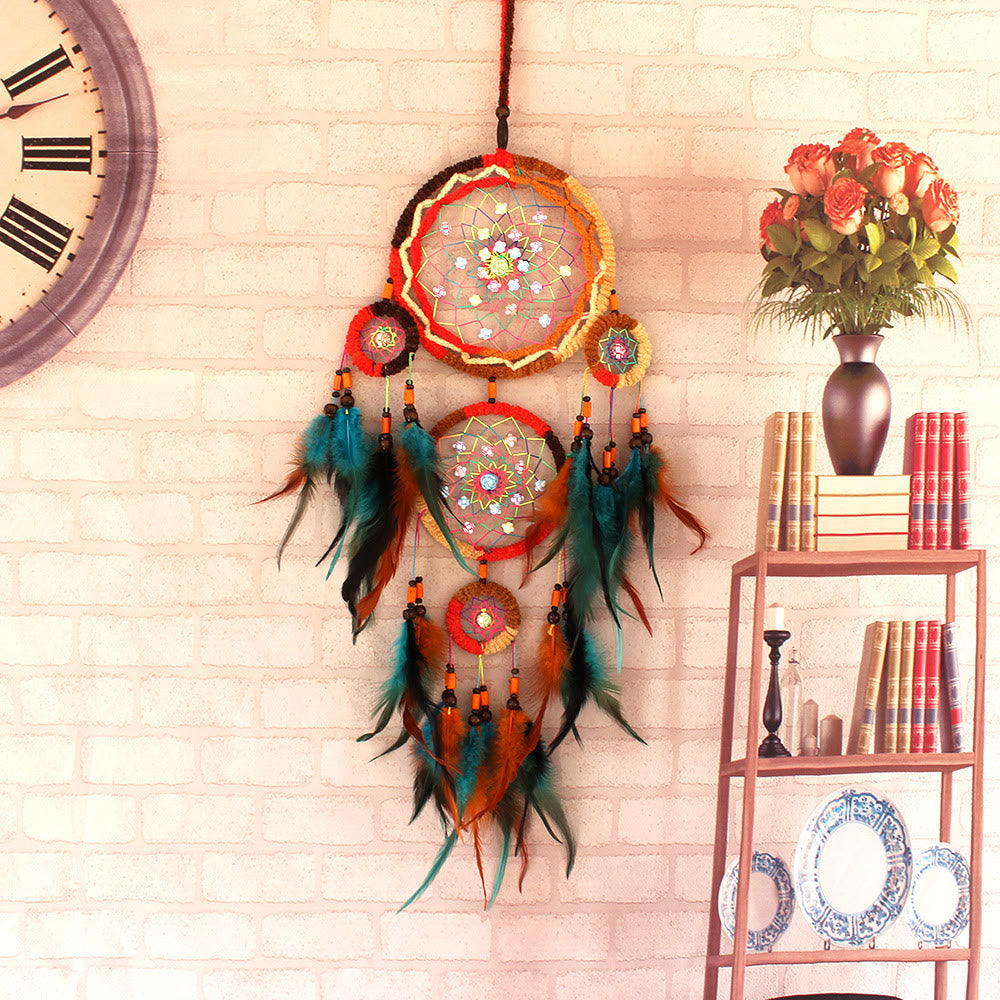 Olivenorma Handmade Wooden Beads Feather Dream Catcher - image 2