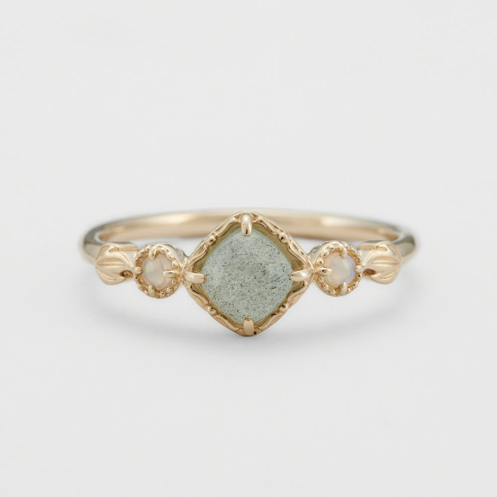 Olivenorma Natural Labradorite Square Stone Ring Necklace - Ring #US Size 8 - image 5