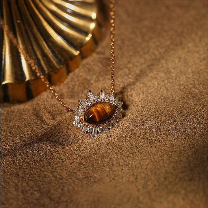 Olivenorma Natural Tiger Eye Palace Style Clavicle Necklace - image 9