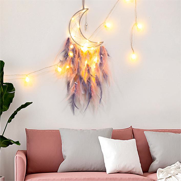Olivenorma White Turquoise Pendant Gray Pink Feather Dream Catcher - image 5