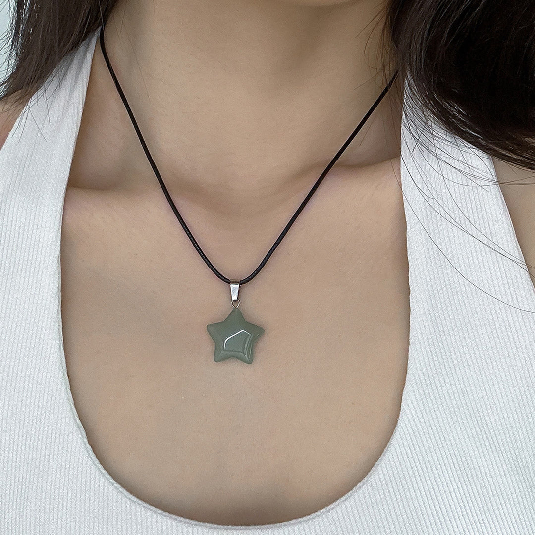Olivenorma Natural Crystal Star Pendant Necklace - Green Aventurine - image 13
