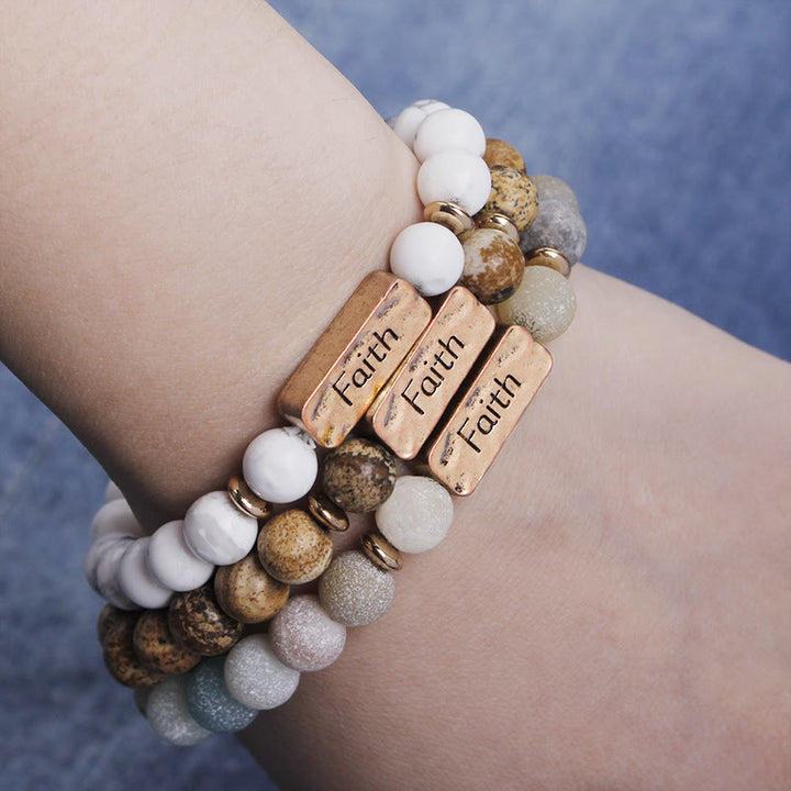 Olivenorma Natural Gemstone Active Faith Engraving Bracelet - image 0
