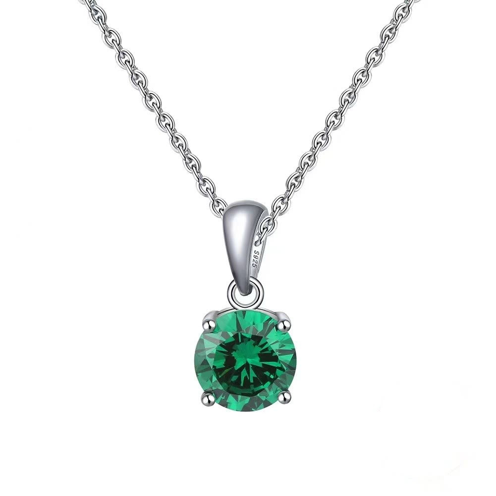 Olivenorma Multicolor Zircon Gemstone Four Claw Pendant Necklace - Emerald Zirconia - image 7