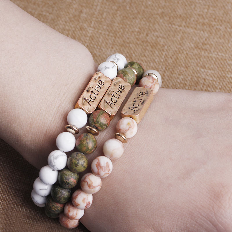 Olivenorma Natural Gemstone Active Faith Engraving Bracelet - image 10