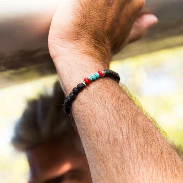 Olivenorma Men's Colorful Stone Beaded Braided Bracelet - image 3