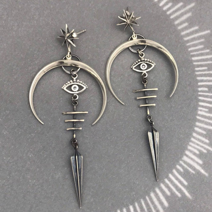 Olivenorma Evil Eye Crescent Moon Earrings - image 2