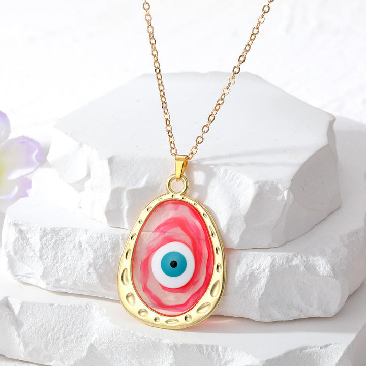 Olivenorma Multicolor Epoxy Evil Eye Necklace - Red Evil Eye - image 5