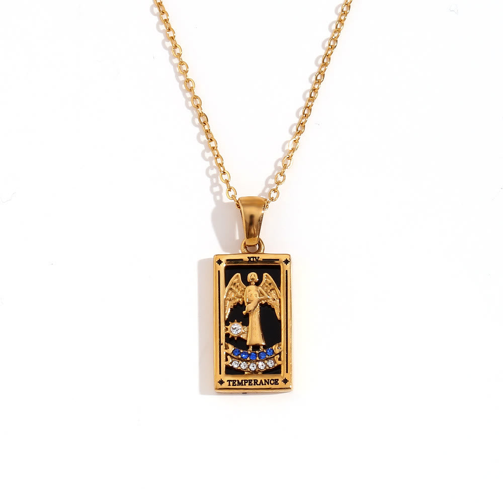 Olivenorma Stainless Steel 18k Gold Plated Tarot Card Necklace - TEMPERANCE - Golden - image 21