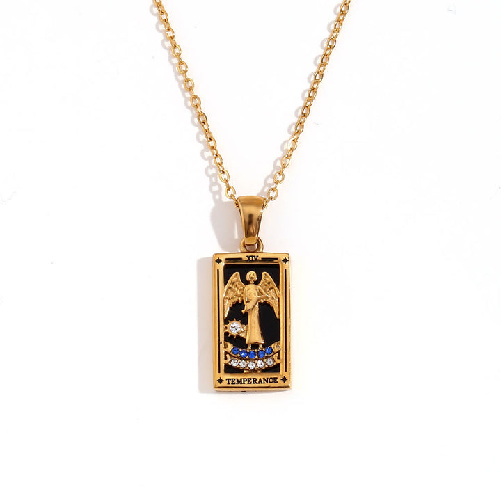 Olivenorma Stainless Steel 18k Gold Plated Tarot Card Necklace - TEMPERANCE - Golden - image 21