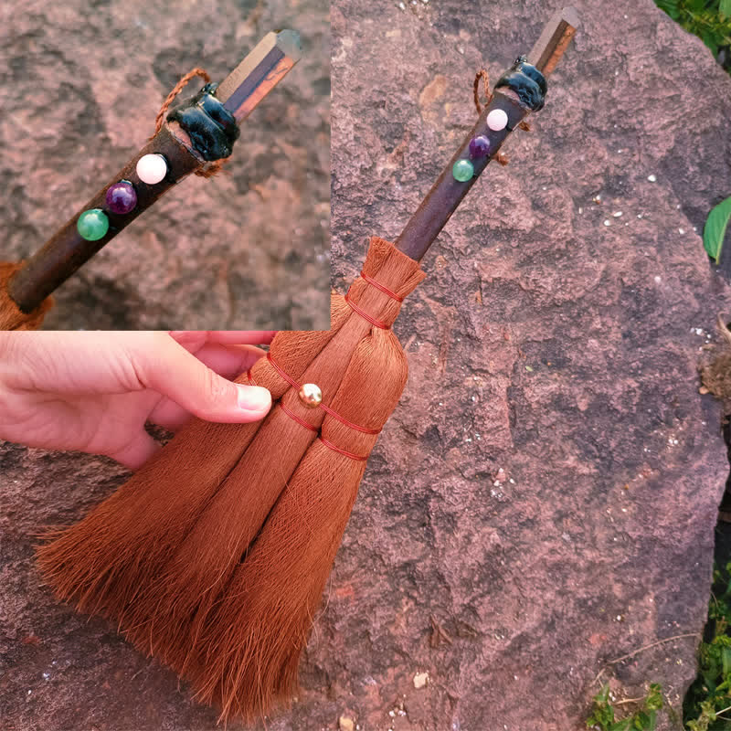 Olivenorma Natural Crystal Magic Broom Ornament - Smoky Quartz - image 1
