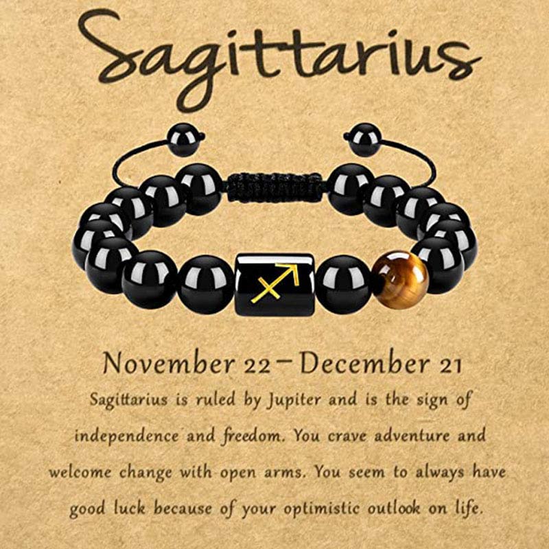 Olivenorma Tiger Eye With Obsidian Zodiac Bracelet - Sagittarius - image 9