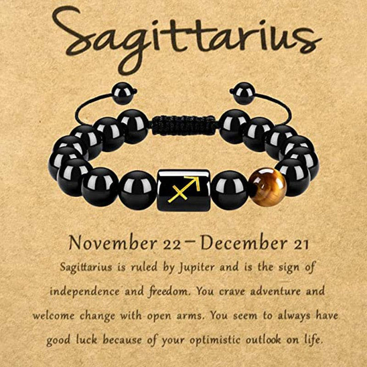 Olivenorma Tiger Eye With Obsidian Zodiac Bracelet - Sagittarius - image 9