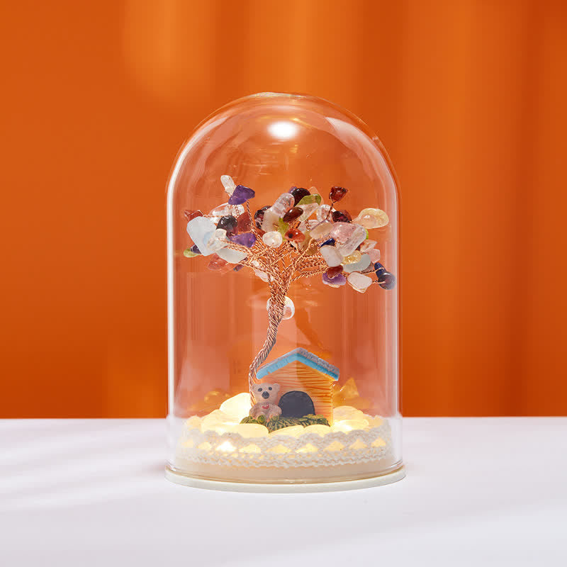 Olivenorma Natural Crystal Glass Cover Feng Shui Tree Decoration - Colourful Crystals#1 - image 37