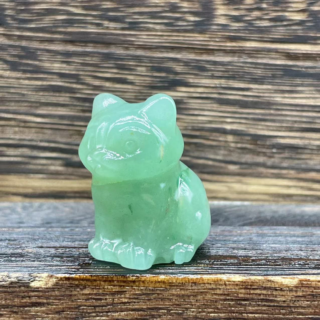 Olivenorma Natural Stone 1.2 Inch Cute Kitten Gemstone Decoration - Green Aventurine - image 11