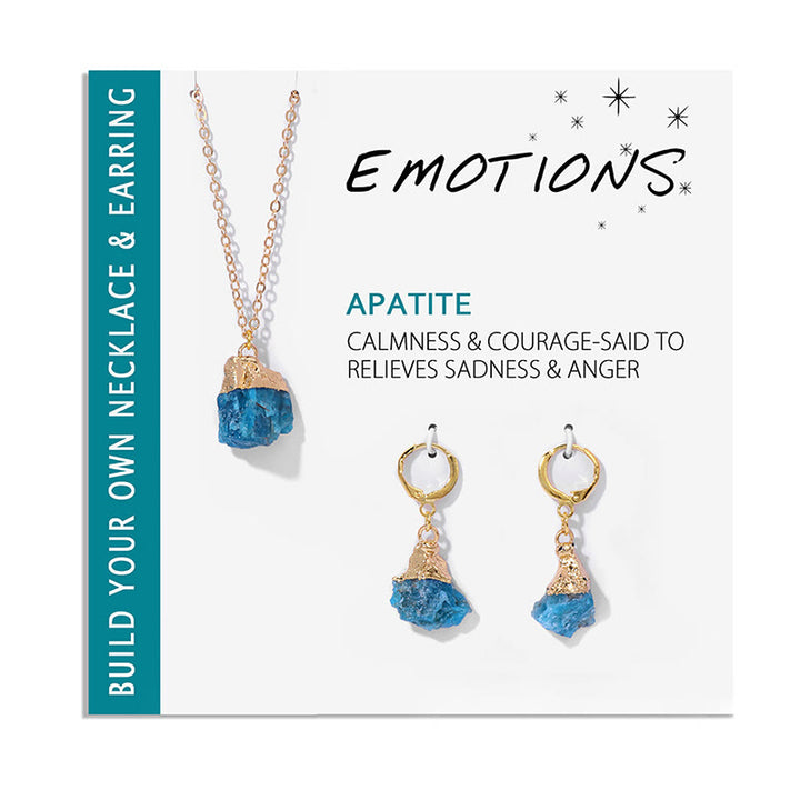 Olivenorma Natural Irregular Crystal Pendant Earrings Necklace Set - Blue Apatite - image 8