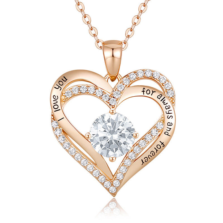 Olivenorma "I love you for always and forever" - Birtshtone Heart Necklace - Rosegold - April - image 6