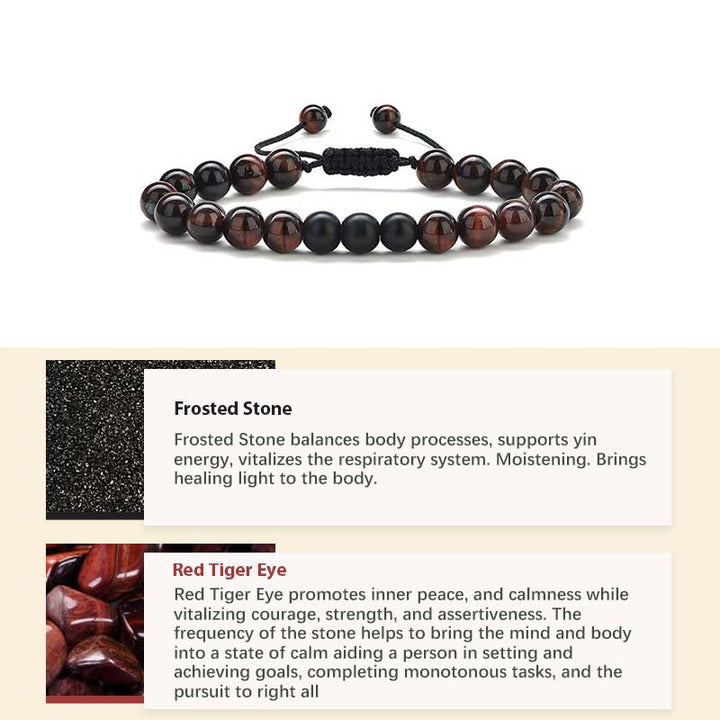 Natural Crystal Stone Healing Bracelet - Red Tiger Eye&Lava Stone - image 3