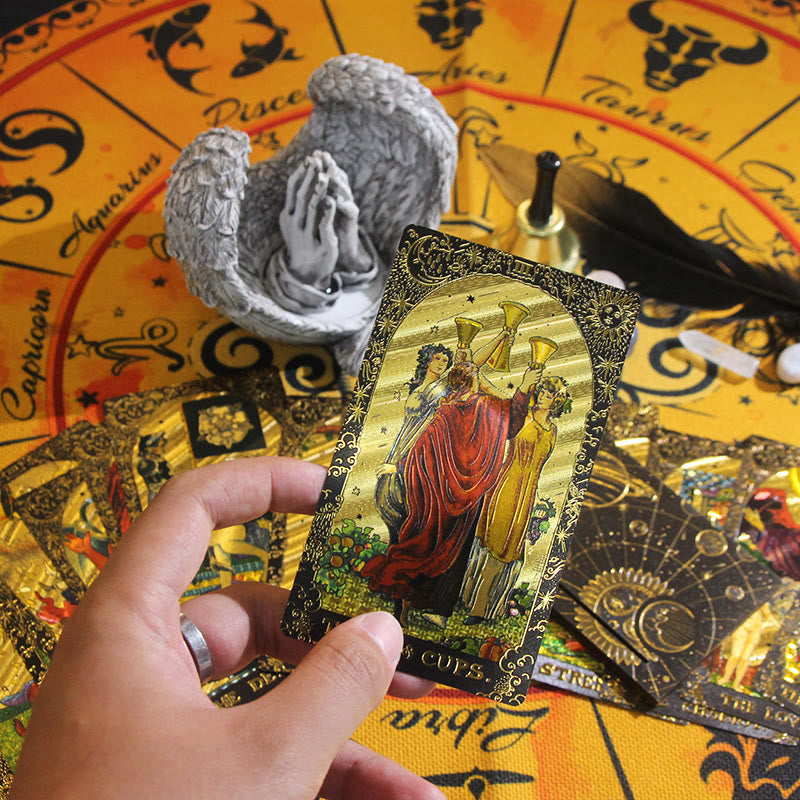 Olivenorma Black Gold Waite Foil Golden Tarot Deck Cards - image 11