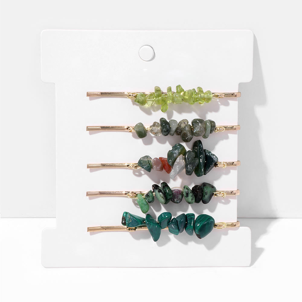 Olivenorma 5Pcs Healing Crystal Hairpin - Prehnite&Moss Agate&Malachite - image 23