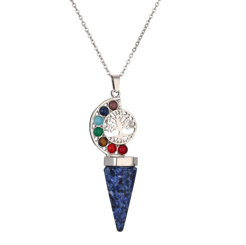 Olivenorma Hexacone Crystal Chakra Tree of Life Pendant Necklace - Chakra&Lapis Lazuli - image 11