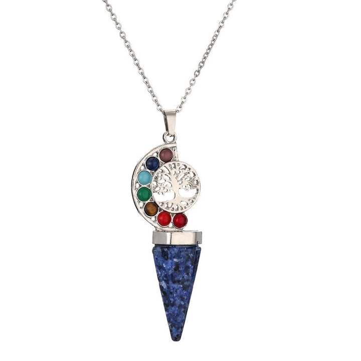 Olivenorma Hexacone Crystal Chakra Tree of Life Pendant Necklace - Chakra&Lapis Lazuli - image 11