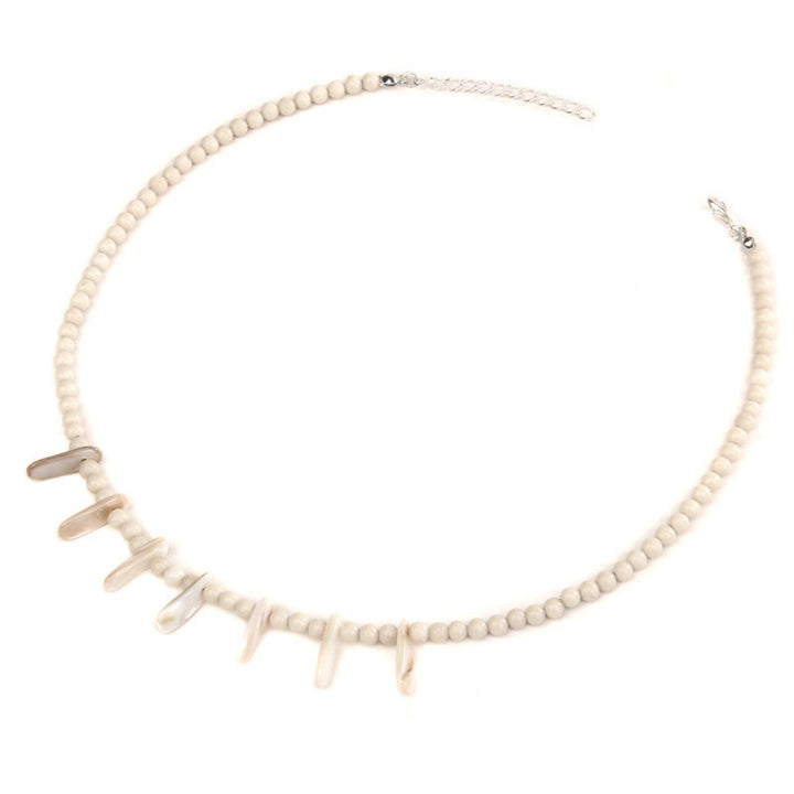 Olivenorma 4mm Bead Natural Tusk Stone Bohemian Necklace - White Jade - image 14