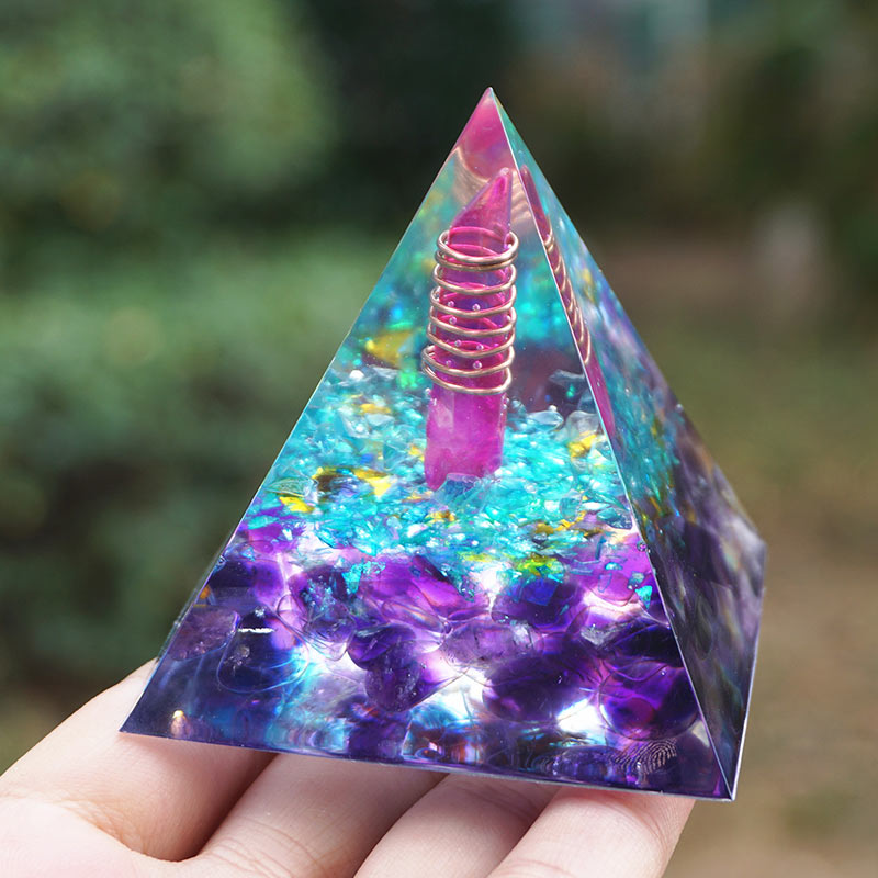 Olivenorma Amethyst Aquamarine Orgone Pyramid - image 2