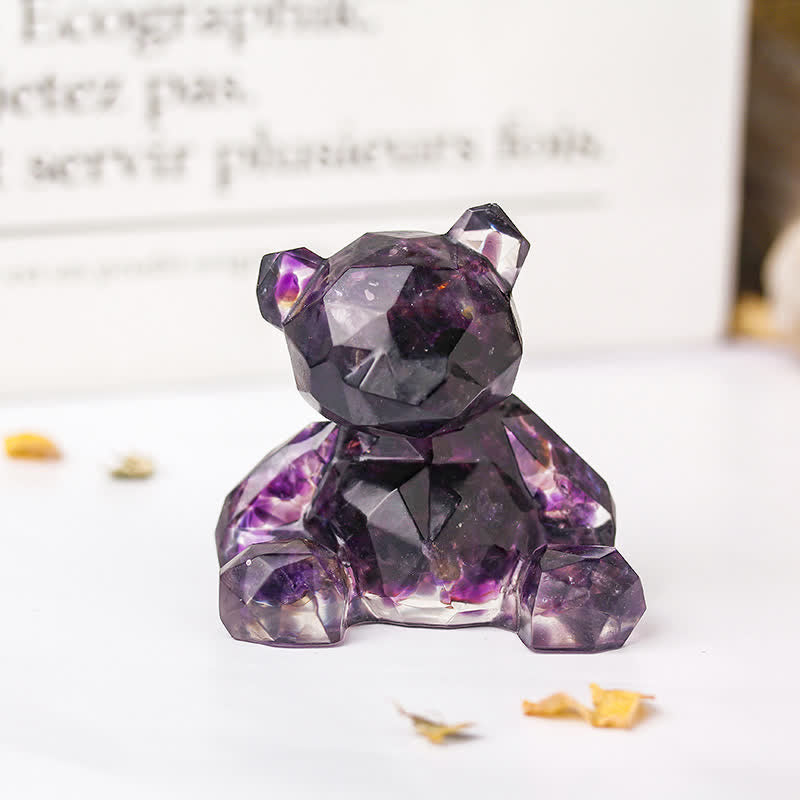 Olivenorma Mirror Sitting Bear Gemstone Decoration - Amethyst - image 23