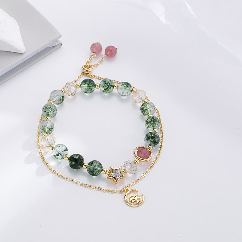 Olivenorma Moss Agate Star Beads Tree Of Life Pendant Bracelet - image 2