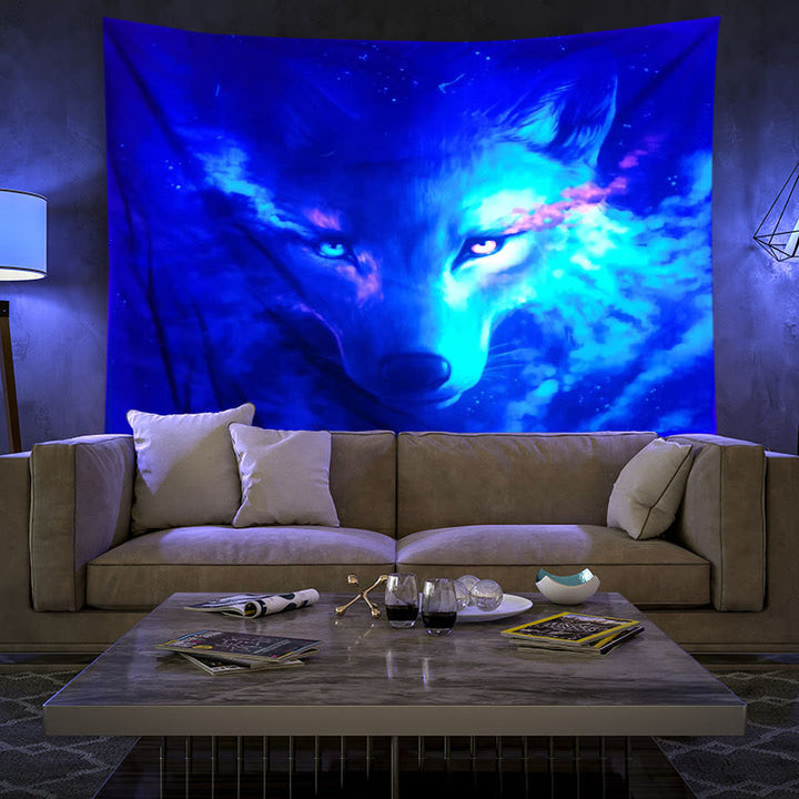 Olivenorma Blacklight UV Reactive Wall Tapestry - Wolf - Flannel - 180*230cm - image 12