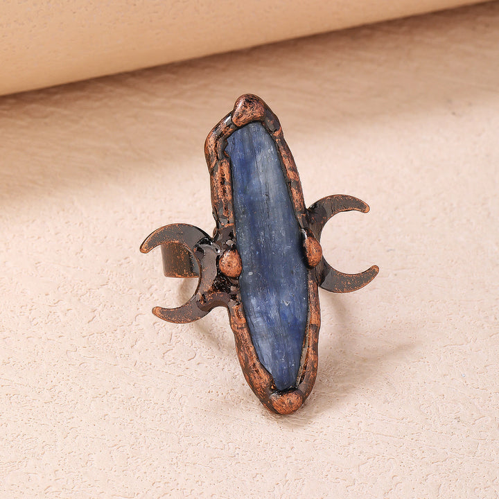 Olivenorma Kyanite Double Moon Healing Adjustable Ring - image 6