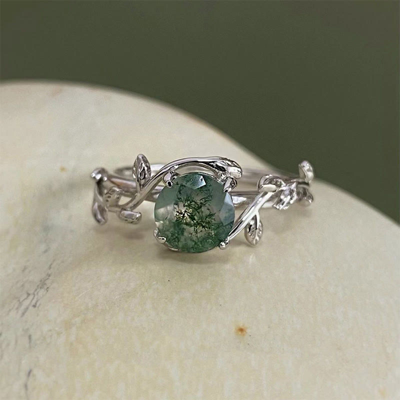 Olivenorma "Waterweed Dream" - Moss Agate Ring - image 5