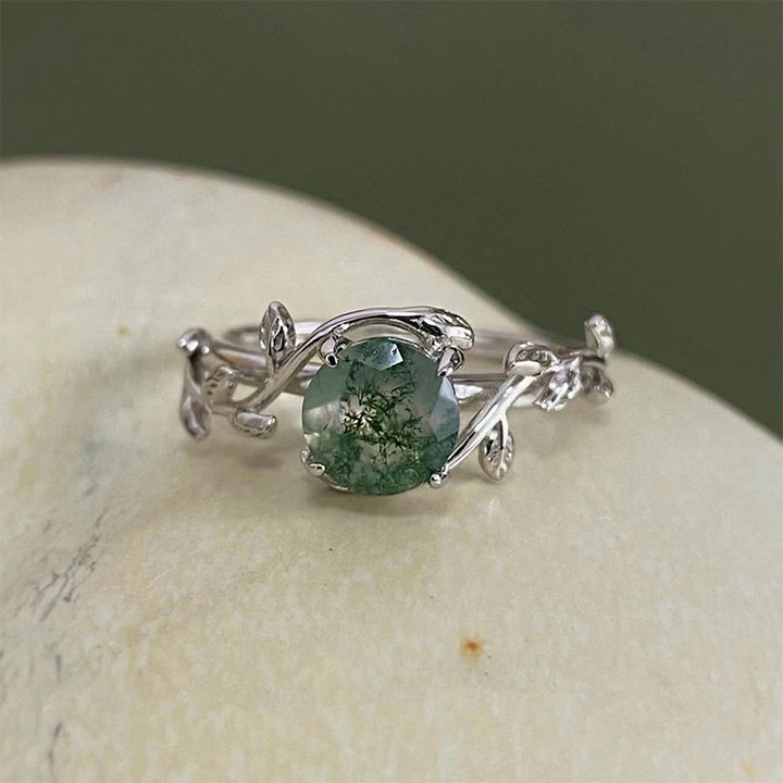 Olivenorma "Waterweed Dream" - Moss Agate Ring - image 5