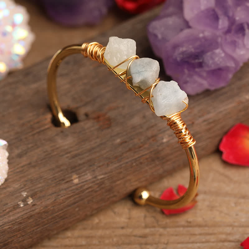 Olivenorma  Vintage Raw Crystal Gemstone Bracelet - Aquamarine - image 11