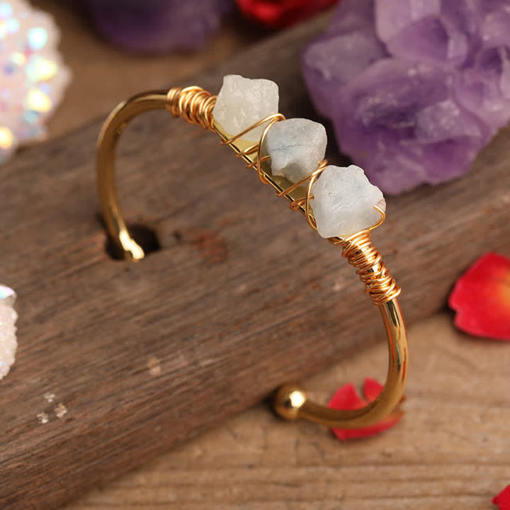 Olivenorma  Vintage Raw Crystal Gemstone Bracelet - Aquamarine - image 11