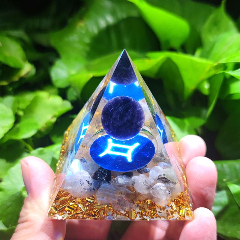 Olivenorma Amethyst with Clear Quartz Gemini Zodiac Orgone Pyramid - 10*10cm - YES PLEASE $8 - image 0