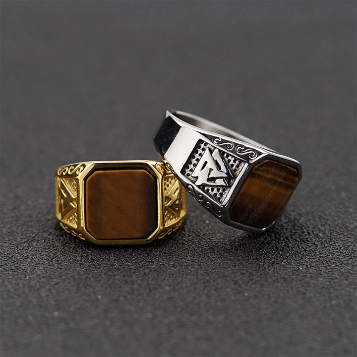 Olivenorma Retro Viking Faith Tiger Eye Ring - image 0