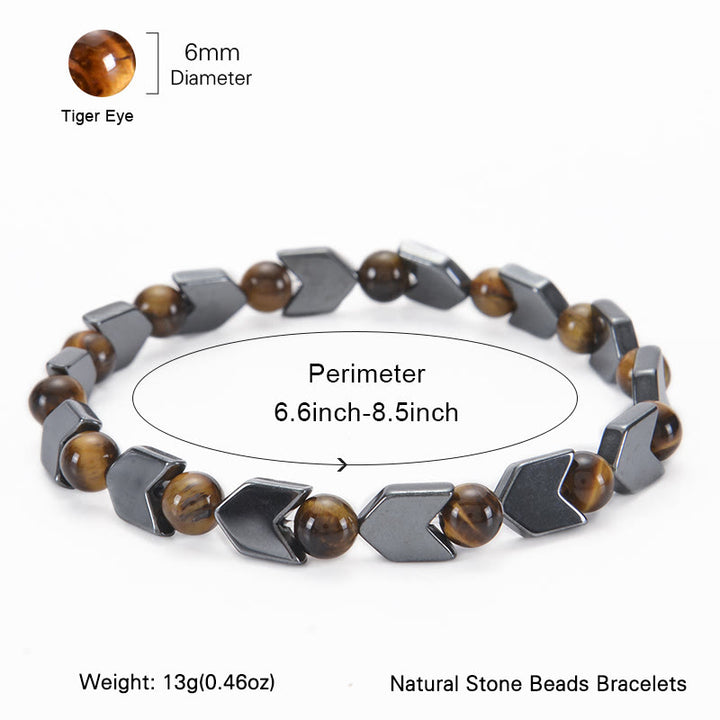 Olivenorma Arrow Hematite Tiger Eye Beaded Men Bracelet - image 11