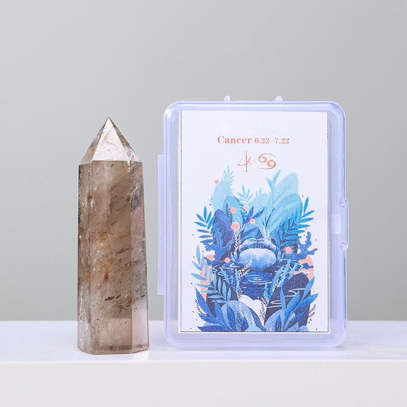 Olivenorma Natural Crystal Wands Pillar Twelve Constellation Set Ornament - Cancer-Smoky Quartz - image 7