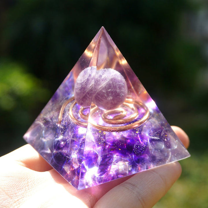 Olivenorma Amethyst Clear Crystal Orgone Pyramid - image 2