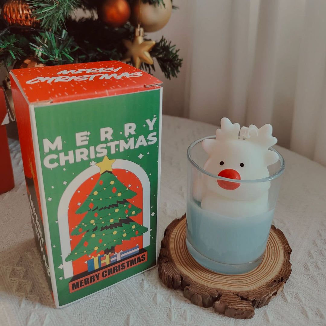 Olivenorma Christmas Santa Claus Snowman Elk Cup Candle - Elk Cup-6.5*7*11cm - image 9