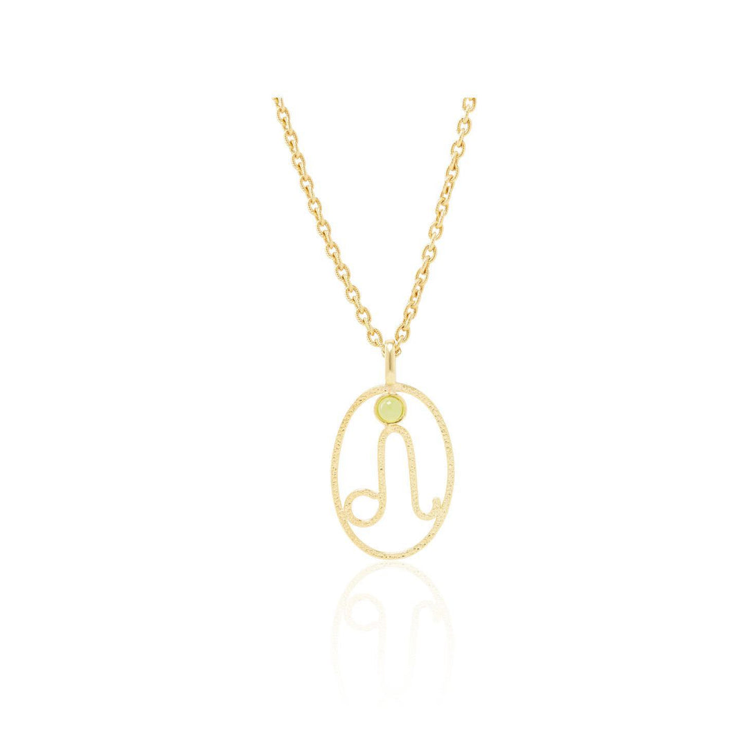 Olivenorma Hollow Zodiac Rune Birthstone Necklace - Leo &Peridot - image 8